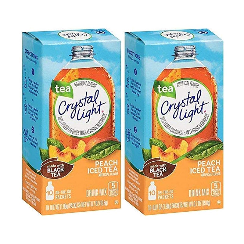 Crystal Light On-the-Go, Peach Iced Tea Drink Mix, 10 CT (Pack of 2) - Image 1